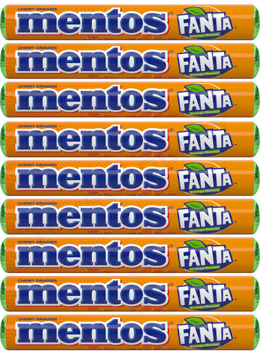 9 MENTOS FANTA ORANGE Flavor Chewy Dragees Candy Sweets 37.5g