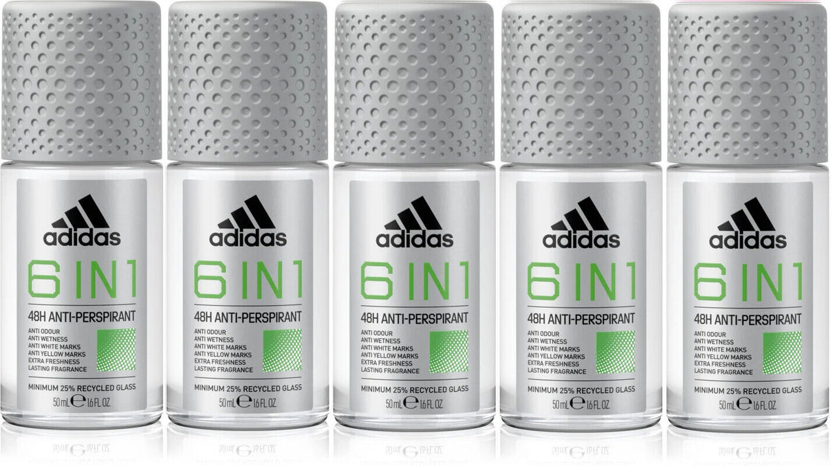 5 ADIDAS 6 IN 1 48H Anti Marks Odour Antiperspirant Roll On Deodorant 50ml