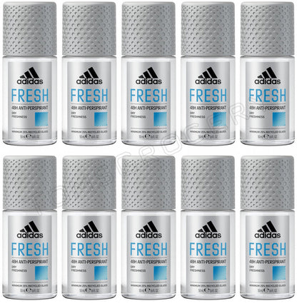 10 ADIDAS MEN FRESH 48H Dry Freshness Antiperspirant Roll On Deodorant 50ml