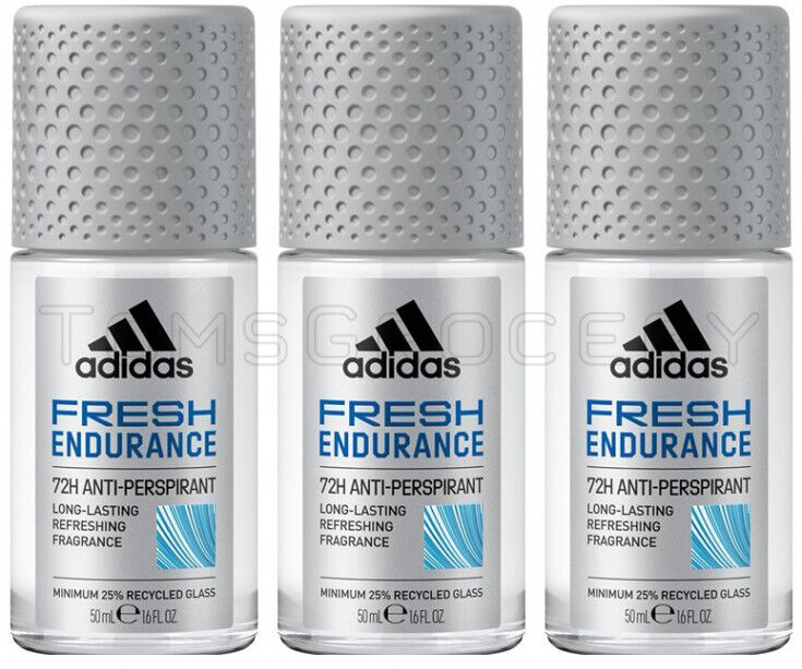 3 ADIDAS MEN FRESH ENDURANCE 72H Antiperspirant Roll On Deodorant 50ml