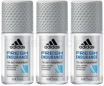 3 ADIDAS MEN FRESH ENDURANCE 72H Antiperspirant Roll On Deodorant 50ml