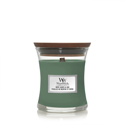 WOODWICK MINT LEAVES & OAK Scented Hourglass Candle 85g 3oz