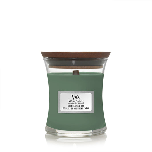 WOODWICK MINT LEAVES & OAK Scented Hourglass Candle 85g 3oz