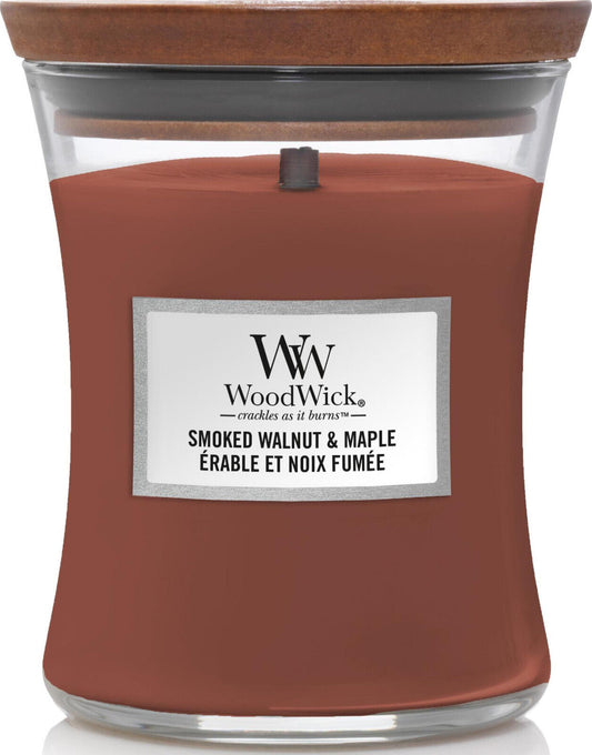 WOODWICK SMOKED WALNUT & MAPLE Scented Hourglass Candle 85g 3oz