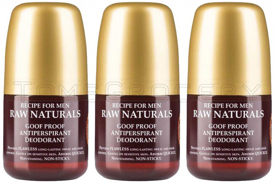 3 RAW NATURALS Goof Proof Antiperspirant Roll On Deodorant for Men 60ml