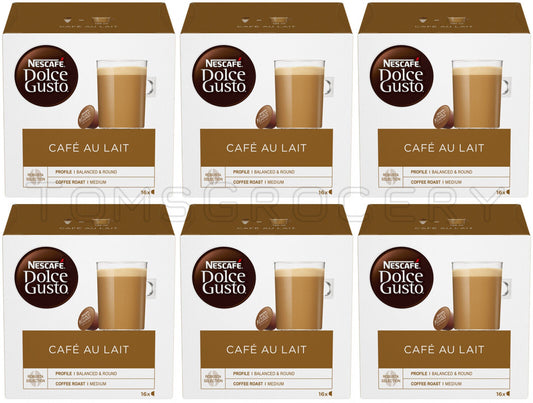 6 NESCAFE CAFE AU LAIT Coffee Capsules Box Pods for Dolce Gusto Machines