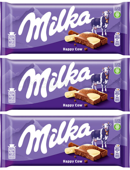 3 MILKA HAPPY COW Alpine Milk Chocolate Bars Sweets 100g 3.5oz