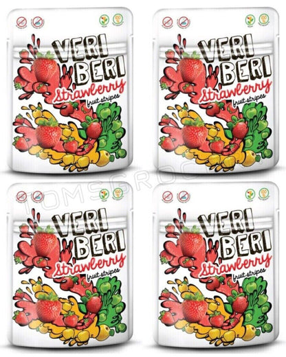 4 VERI BERI STRAWBERRY 100% Natural Vegan Gummy Stripes Sugar Free 50g 1.7oz