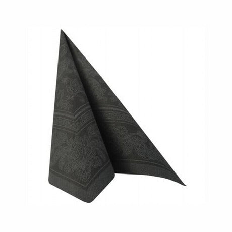 Napkins ROYAL Collection 1/4 Fold BLACK Ornaments 40 x 40 cm 15.75 x 15.75in