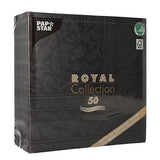 Napkins ROYAL Collection 1/4 Fold BLACK Ornaments 40 x 40 cm 15.75 x 15.75in