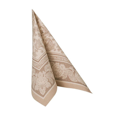 Napkins ROYAL Collection 1/4 Fold MOCCA Ornaments 40 x 40 cm 15.75 x 15.75in