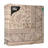 Napkins ROYAL Collection 1/4 Fold MOCCA Ornaments 40 x 40 cm 15.75 x 15.75in