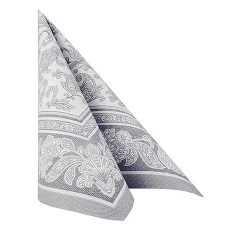 Napkins ROYAL Collection 1/4 Fold GRAY Ornaments 40 x 40 cm 15.75 x 15.75in