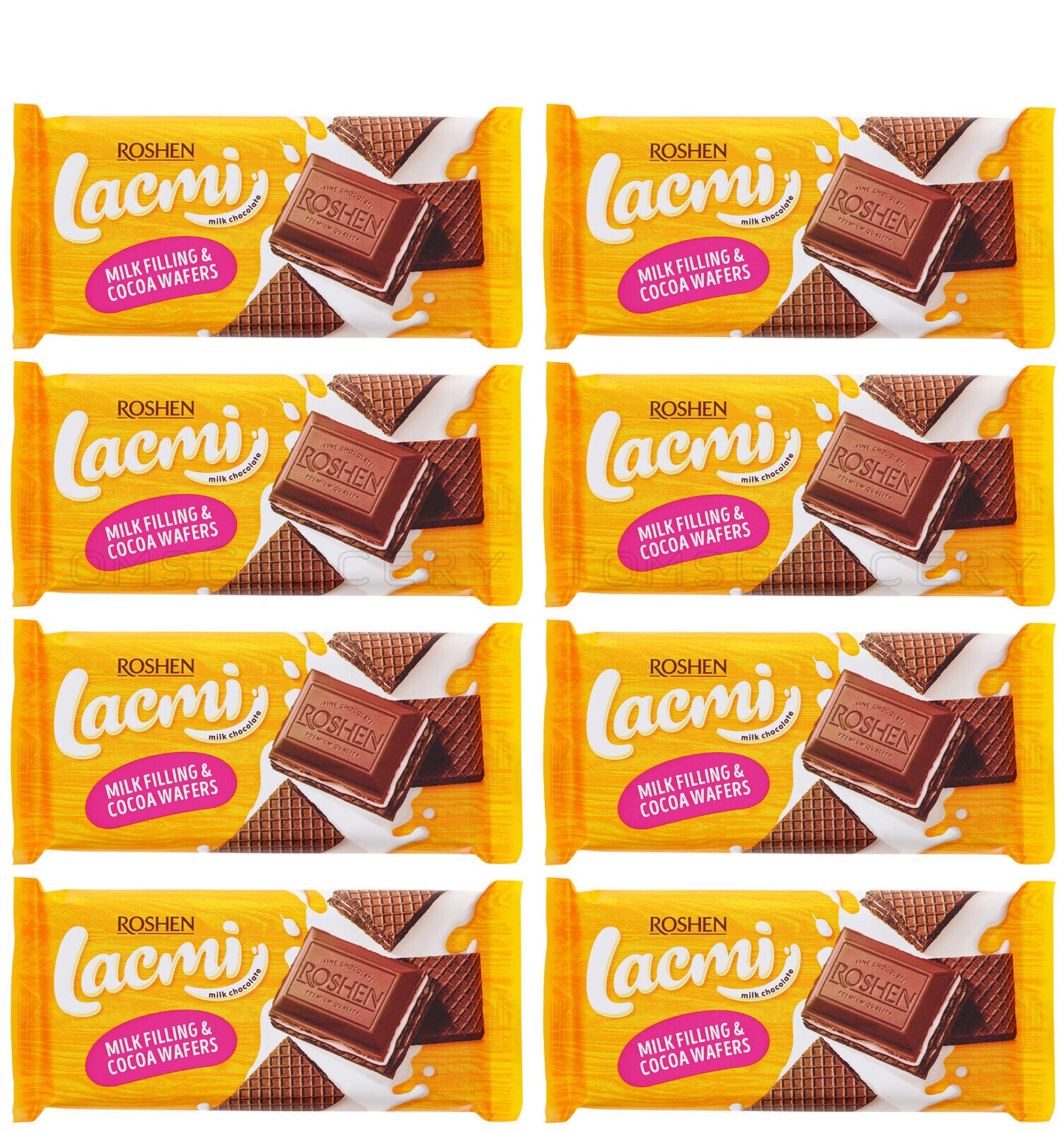 8 ROSHEN LACMI Chocolate Bars with Milk & Wafer Filling Ukrainian Sweets 90g