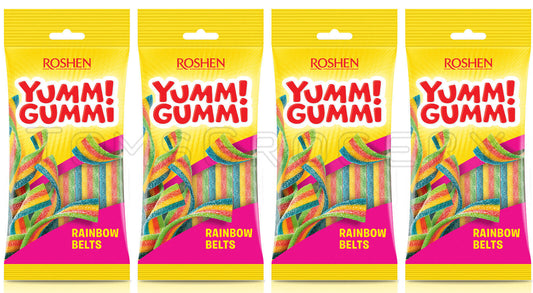 4 ROSHEN YUMMI GUMMI RAINBOW BELTS Gummies Candies Ukrainian Sweets 70g 2.5oz