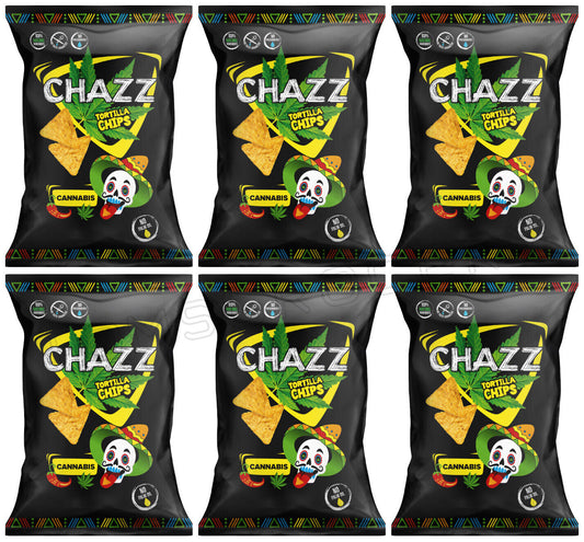 6 CHAZZ CANNABIS & CHALAPA Pepper Flavor Tortilla Chips Crisps Snacks 100g 3.5oz