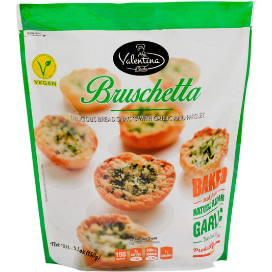 VALENTINA BRUSCHETTA with Garlic & Parsley Baked Bread Snacks 150g 5.3oz