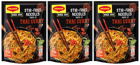 3 MAGGI ASIA THAI CURRY Flavor Stir-Fried Instant Noodles 128g 4.5oz