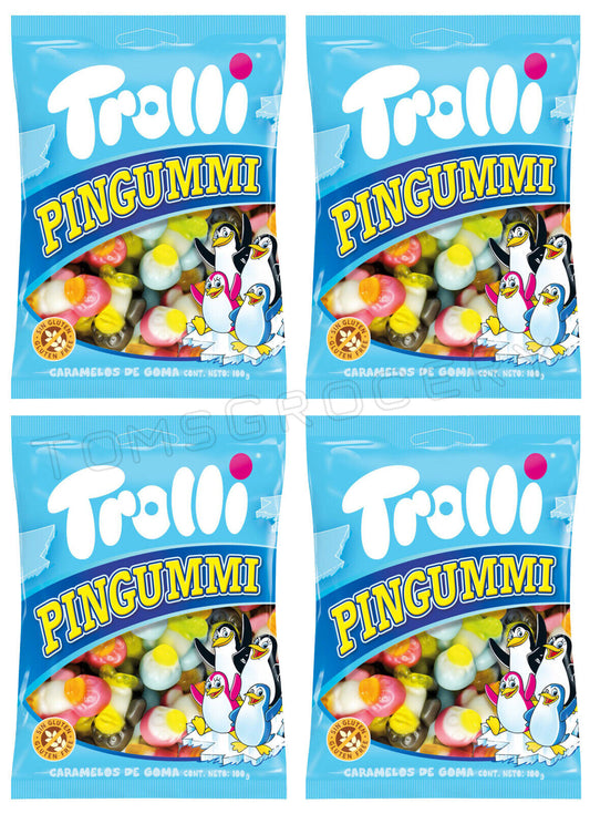 4 TROLLI PINGUMMI Natural Gummies German Sweets Candy Penguin Shape 175g 6.1oz