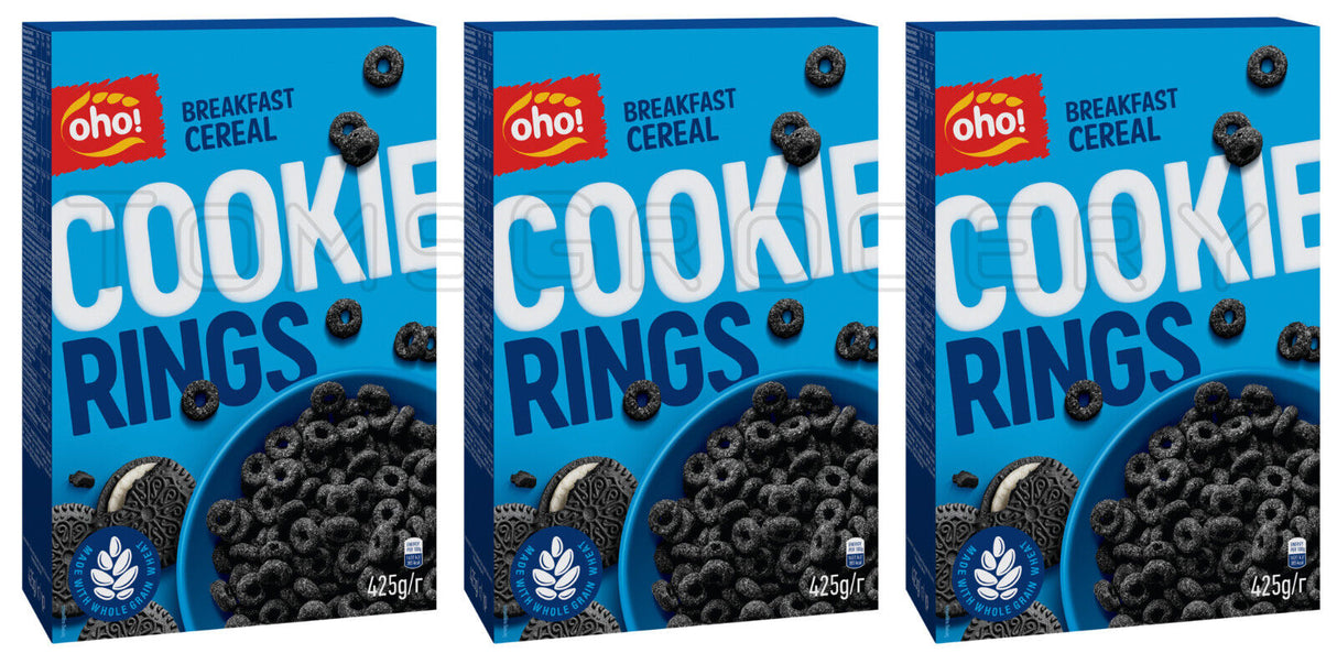 3 BOXES COOKIE RINGS Breakfast Cereal Wholegrain Snacks 425g 15oz