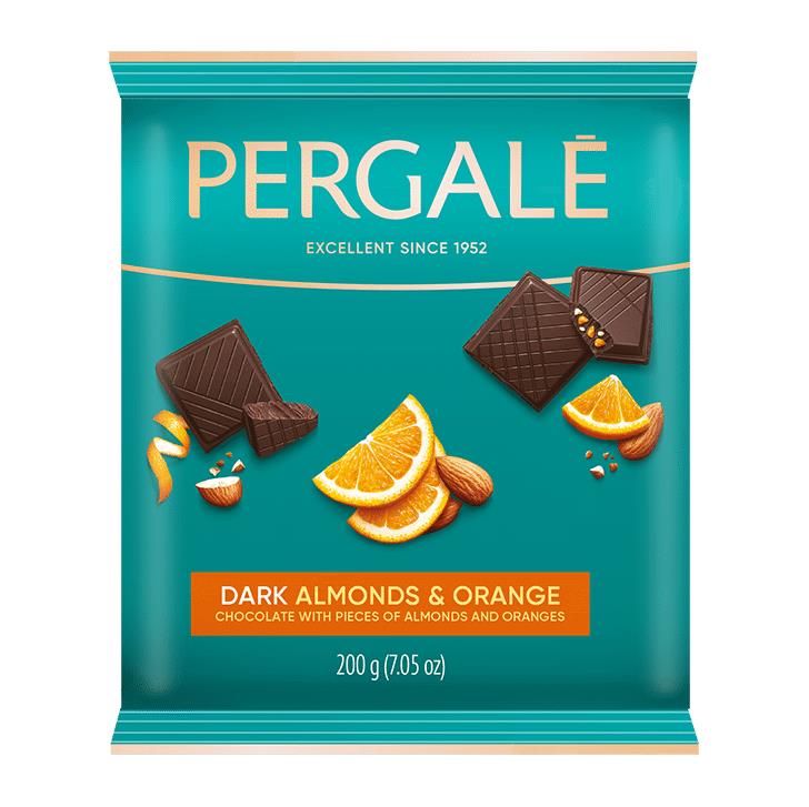 4 PERGALE Dark Chocolate Bar with Almonds & Orange European Sweets 200g 7.05oz