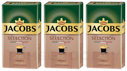 3 JACOBS SELECTION CREMA ITALIANO Ground Coffee Packs 500g 18oz