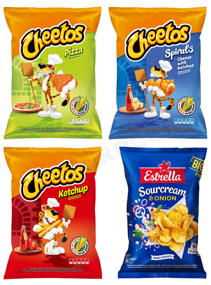 CHEETOS & ESTRELLA Chips Bundle European Snacks Crisps (6 bags)