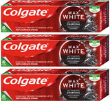 3 COLGATE MAX WHITE CHARCOAL Gentle Mineral Scrubbing Daily Toothpaste 75ml