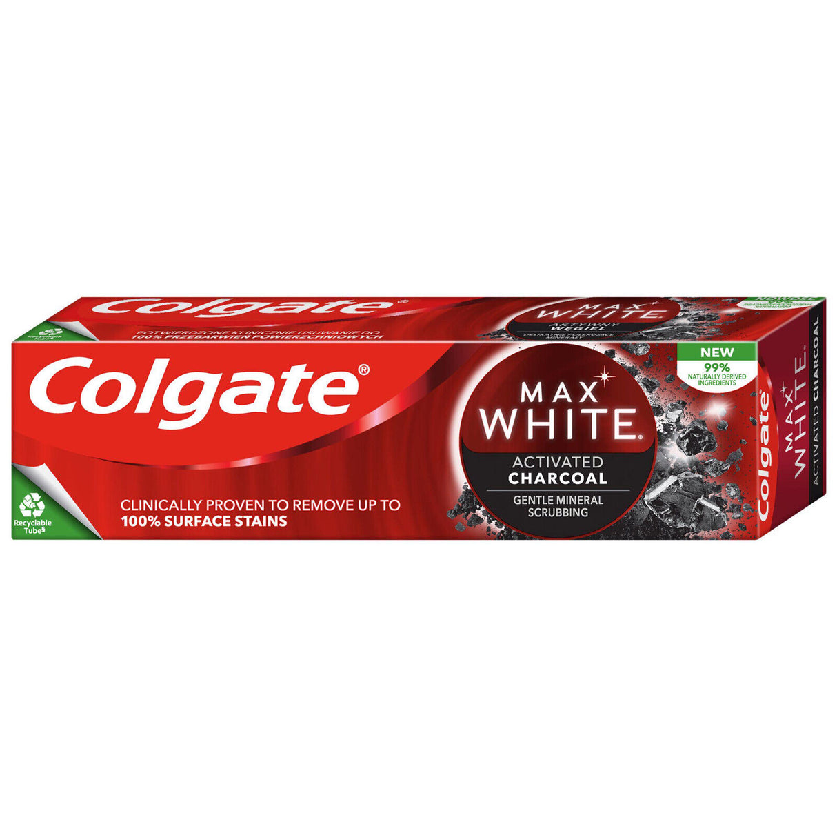 3 COLGATE MAX WHITE CHARCOAL Gentle Mineral Scrubbing Daily Toothpaste 75ml