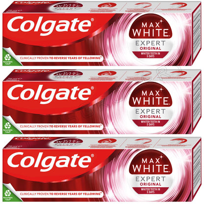 3 COLGATE MAX WHITE EXPERT ORIGINAL Whitening Toothpaste 75ml