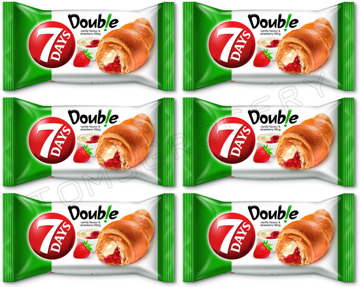 7DAYS Croissants with Vanilla & Strawberry Filling Snacks Sweets 6 x 60g 2.1oz