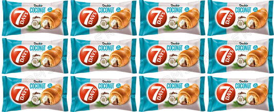 7DAYS Croissants with Cocoa & Coconut Filling Snacks Sweets 12 x 60g 2.1oz