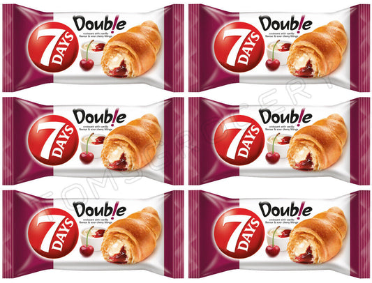 7DAYS Croissants with Vanilla & Sour Cherry Filling Snacks Sweets 6 x 60g 2.1oz