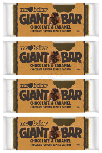 4 MA BAKER GIANT BAR Chocolate & Caramel Cereal Bars 100g 3.5oz