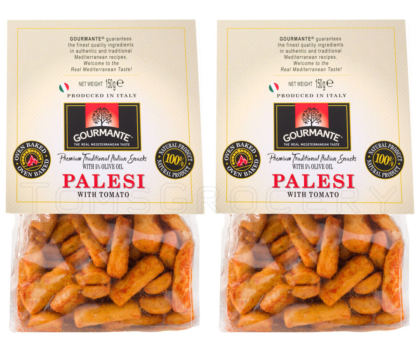 2 GOURMANTE PALESI Traditional Italian Snacks with Tomatoes Crisps Crackers 150g