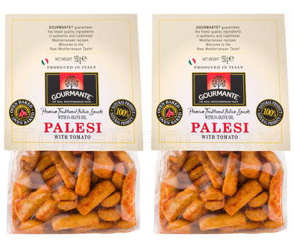 2 GOURMANTE PALESI Traditional Italian Snacks with Tomatoes Crisps Crackers 150g