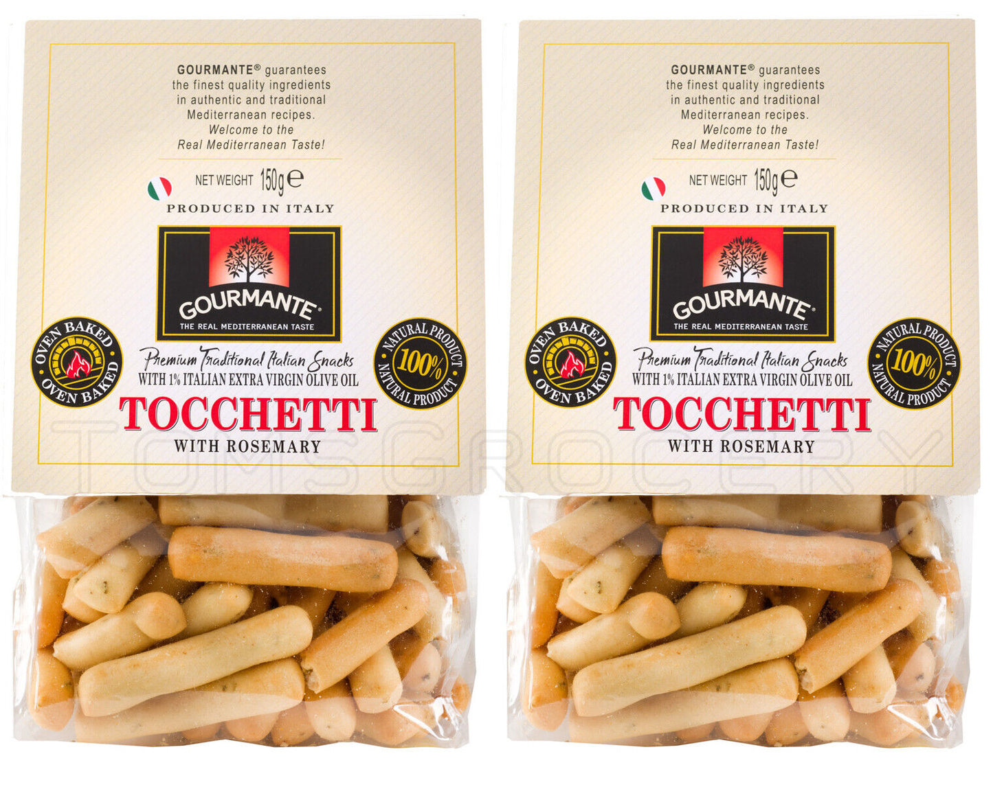 2 GOURMANTE TOCCHETTI Traditional Italian Snacks with Rosemary Crackers 150g