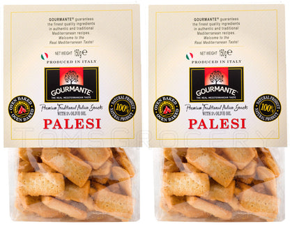 2 GOURMANTE PALESI Traditional Italian Snacks with Olive Oil Crackers 150g