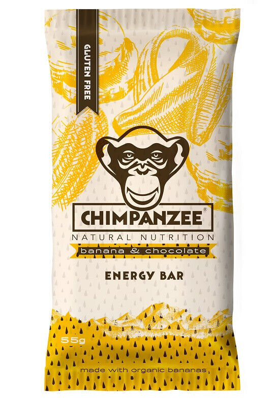 6 CHIMPANZEE ENERGY BARS Natural Nutrition Banana & Chocolate Flavor 55g 1.9oz