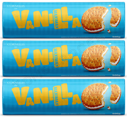 3 MAXIMAX Vanilla Cream Filled Crunchy Cookies Packs 500g 17oz