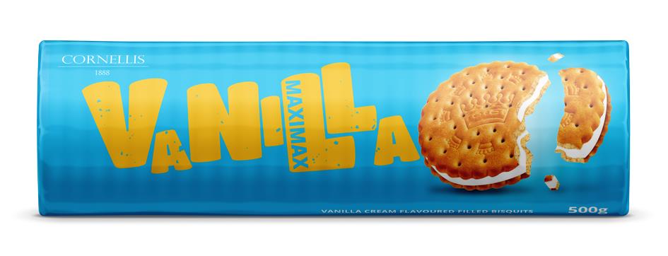 MAXIMAX Vanilla Cream Filled Crunchy Cookies 500g 17oz