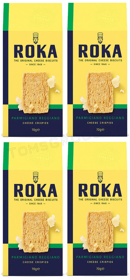 4 ROKA Parmigiano Reggiano Cheese Crispies Biscuits Crackers Snacks 70g 2.47oz