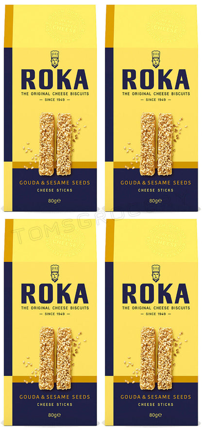 4 ROKA GOUDA & SESAME SEEDS Cheese Sticks Biscuits Crackers Snacks 80g 2.82oz