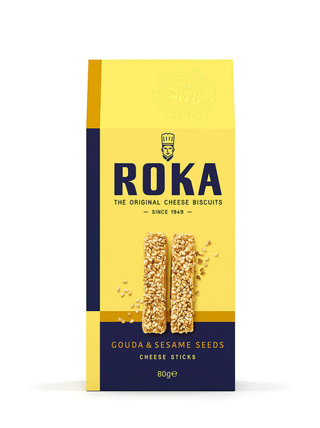 4 ROKA GOUDA & SESAME SEEDS Cheese Sticks Biscuits Crackers Snacks 80g 2.82oz