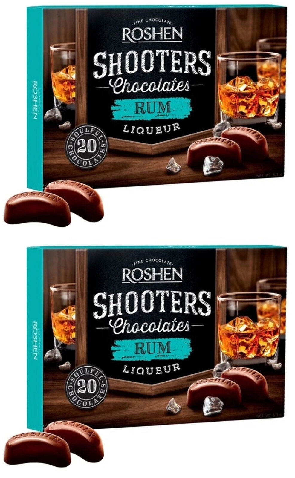 2 ROSHEN SHOOTERS RUM Liquor Filled Chocolate Candies Sweets 150g 5.3oz