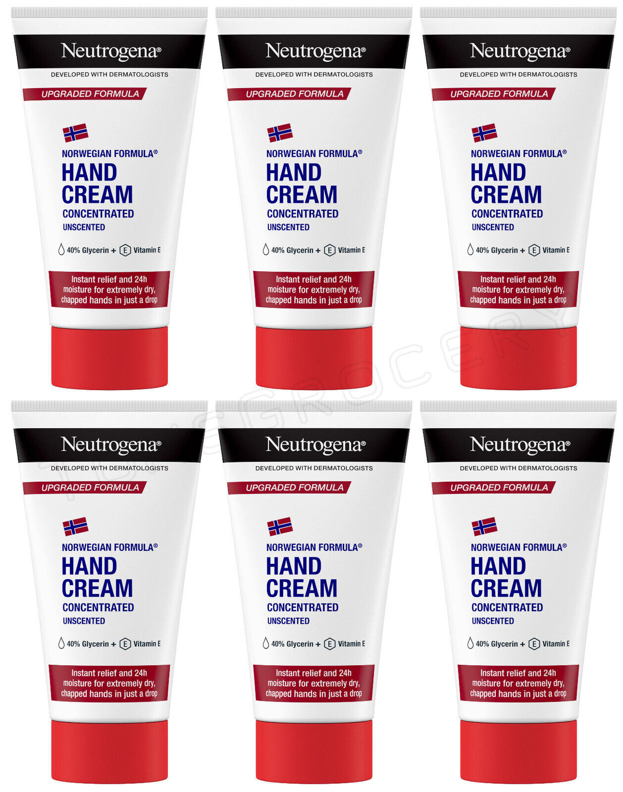 6 NEUTROGENA Concentrated Unscented Hand Creams for Dry Chapped Skin 75ml