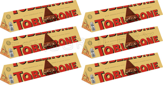 6 TOBLERONE Swiss Milk Chocolate Bars with Honey and Almond Nougat 100g 3.5oz