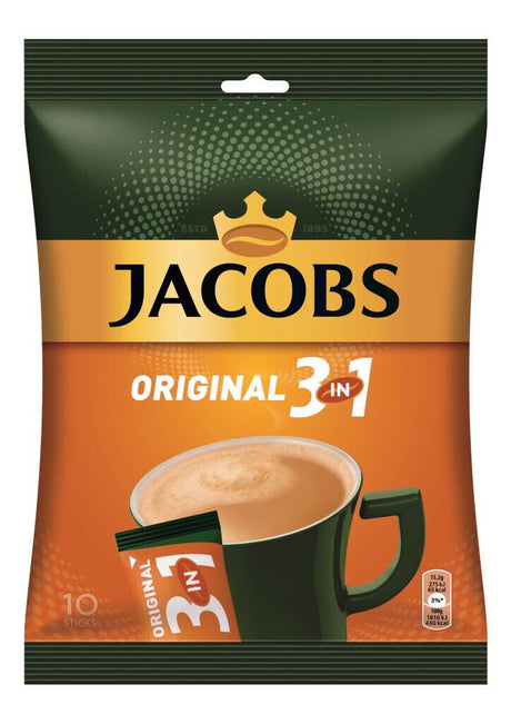 10 JACOBS ORIGINAL 3in1 Instant Coffee Bags (100 servings total) 150g 5.3oz