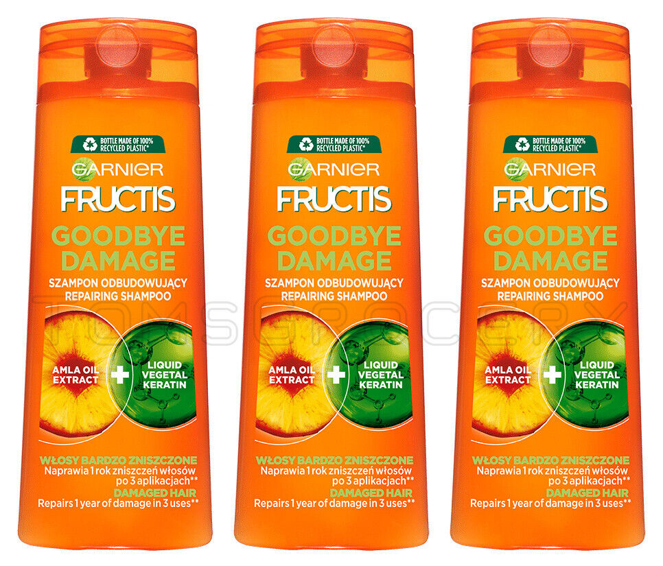 3 GARNIER GOODBYE DAMAGE Repairing Shampoo with Amla Oil & Keratin 250ml