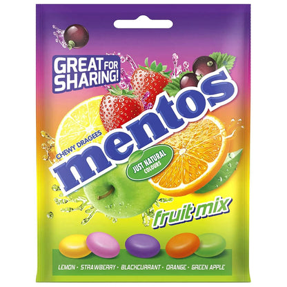 2 MENTOS FRUIT MIX Chewy Dragee Candy Sweets Sharing Bags 160g 5.6oz